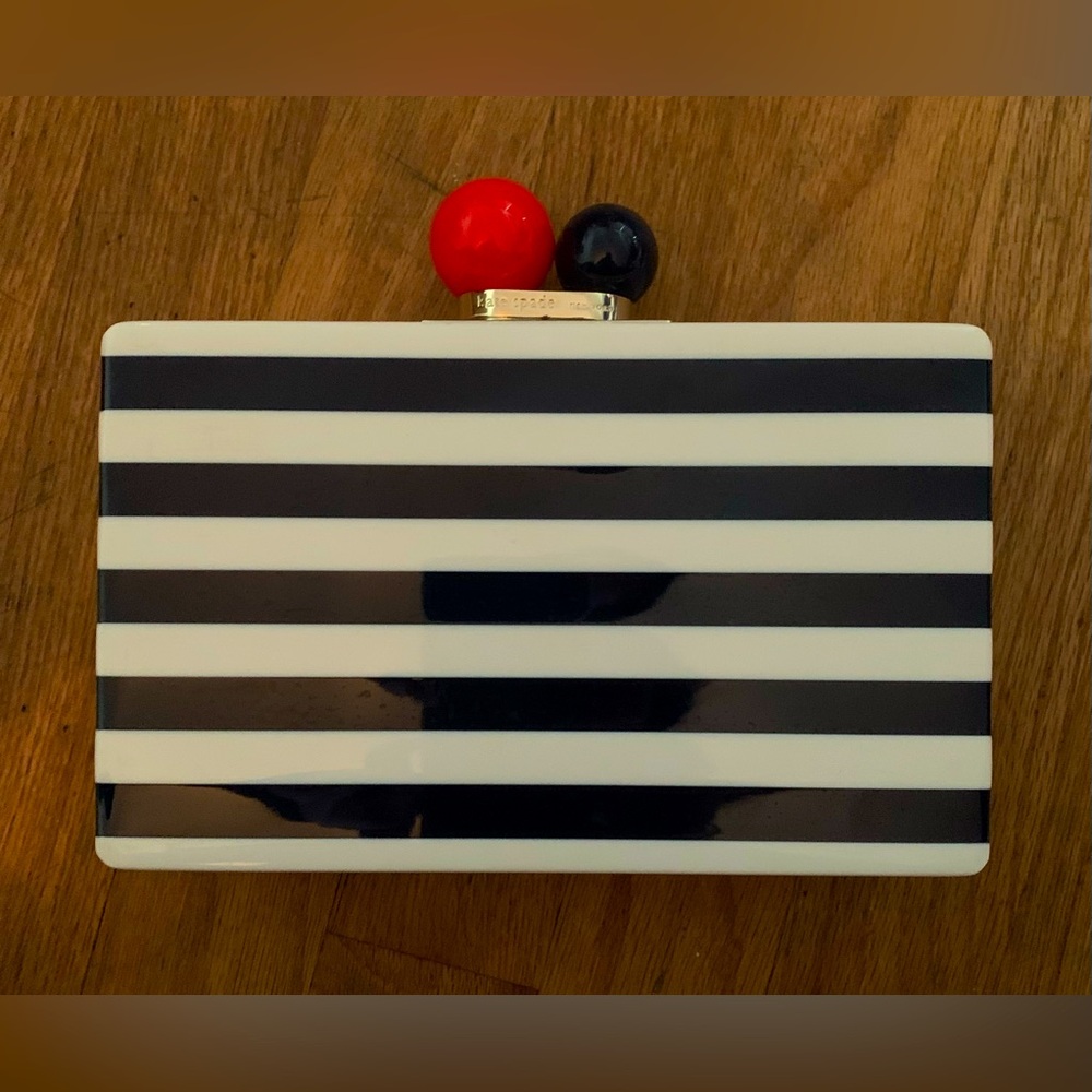 Kate Spade White Clutch with Red and Blue Accents